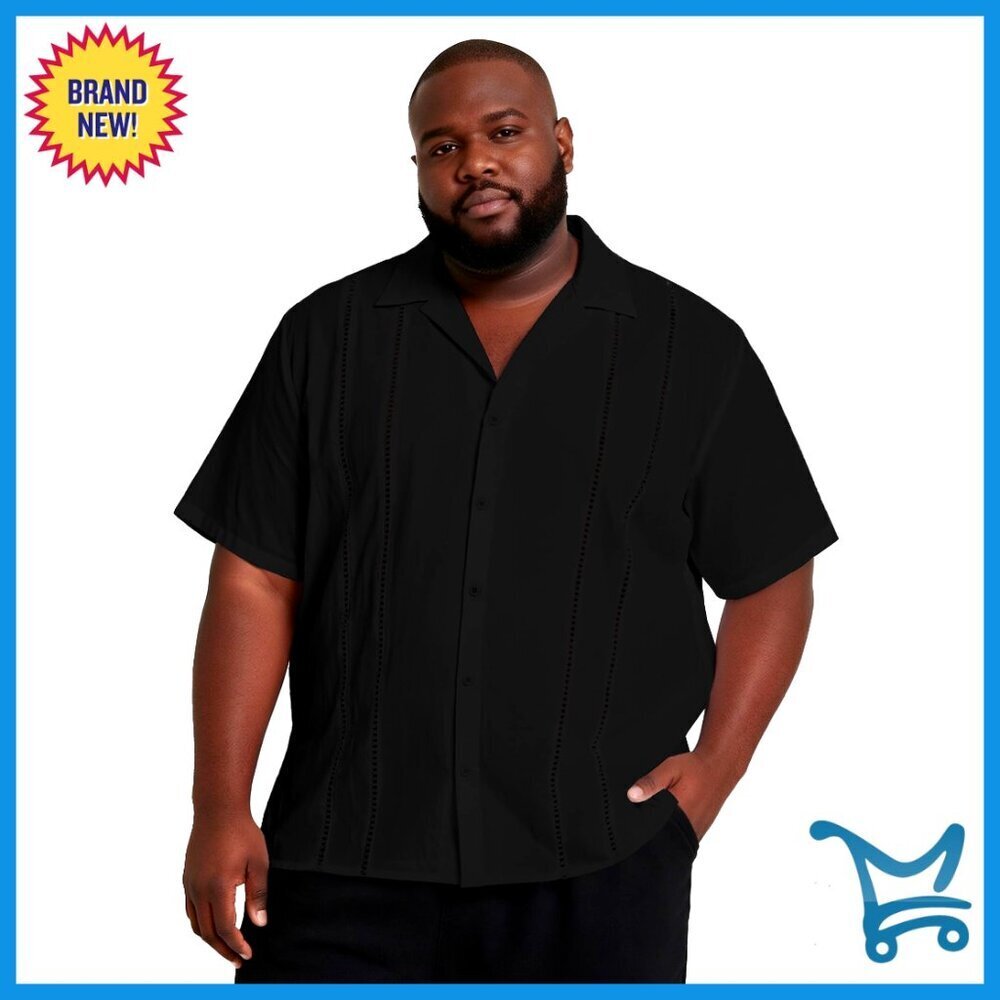 Men's Big & Tall Guayabera Cuban Button Down Shirt Summer Office Beach
